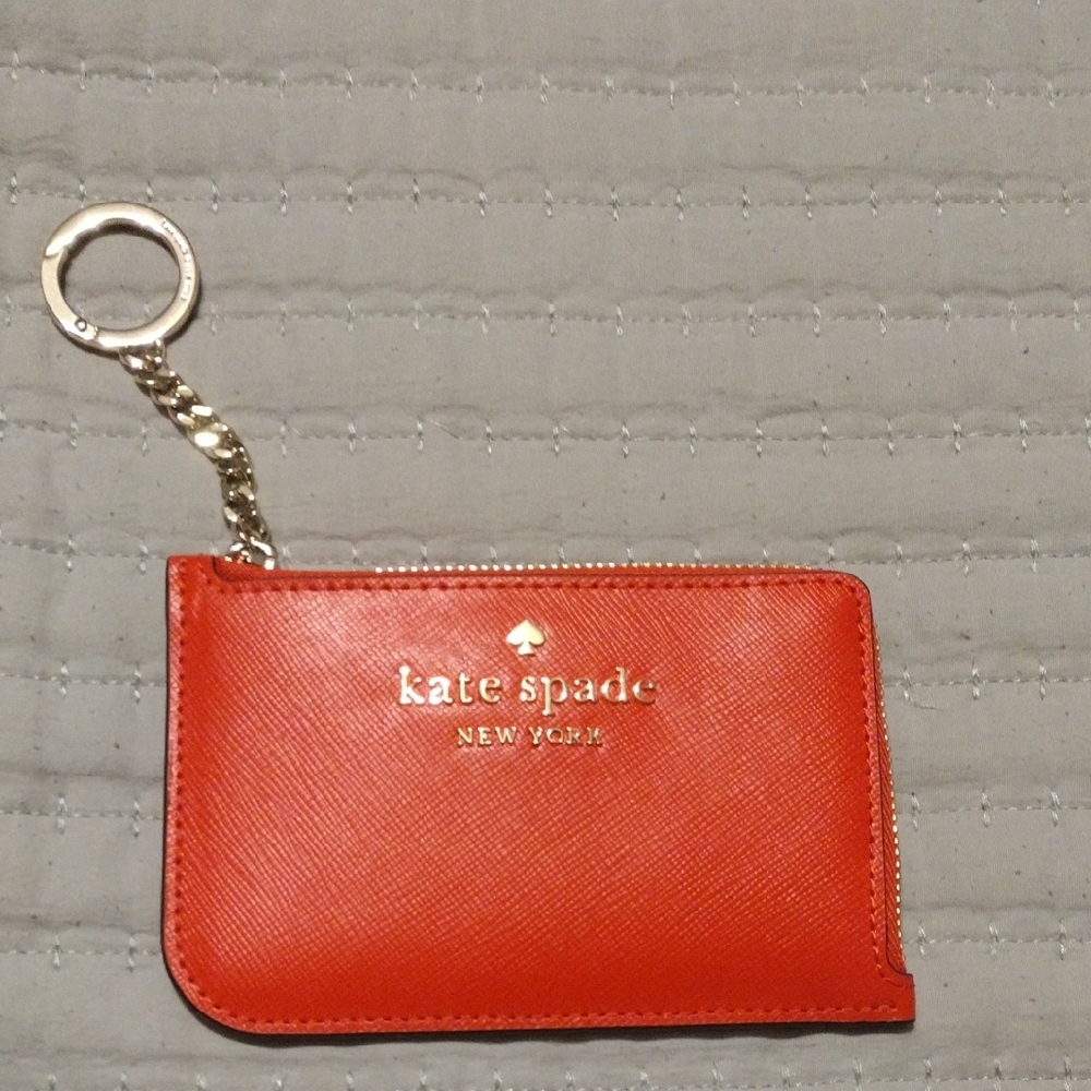 Kate Spade Red Keychain Pouch with Gold Chain